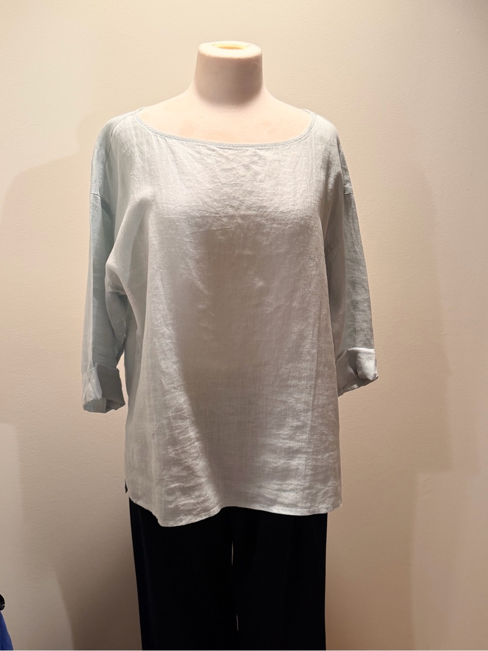 Eileen Fisher Light Blue Linen Scoop-Neck Tunic